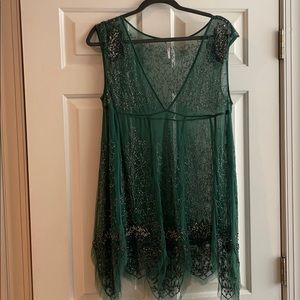 Free people forest green beaded holiday dress